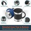 imageCOSORI Coffee Mug with Lids Set of 2 Stainless Steel Cups with Heatresistant Handle ampamp Slipresistant Sleeve 17 oz Best Match wMug Warmer for CoffeeTeaWaterCocoa Milk C1601CM Black ampamp Blue