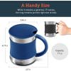 imageCOSORI Coffee Mug with Lids Set of 2 Stainless Steel Cups with Heatresistant Handle ampamp Slipresistant Sleeve 17 oz Best Match wMug Warmer for CoffeeTeaWaterCocoa Milk C1601CM Black ampamp Blue
