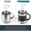 imageCOSORI Coffee Mug with Lids Set of 2 Stainless Steel Cups with Heatresistant Handle ampamp Slipresistant Sleeve 17 oz Best Match wMug Warmer for CoffeeTeaWaterCocoa Milk C1601CM Black ampamp Blue