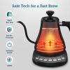 imageCOSORI Electric Gooseneck Pour Over Kettle With 5 Variable Presets 100 Stainless Steel Inner Lid ampamp Bottom 1200 Watt Quick Heating 08L SilverMatte Black