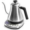imageCOSORI Electric Gooseneck Pour Over Kettle With 5 Variable Presets 100 Stainless Steel Inner Lid ampamp Bottom 1200 Watt Quick Heating 08L SilverSilver