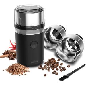 imageCOSORI Electric Coffee Grinders for Spices Seeds Herbs and Coffee Beans Spice Blender and Espresso Grinder Wet and Dry Grinder Included 2 Removable Stainless Steel Bowls Black2in1 Grinder