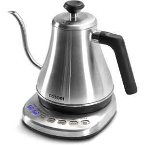 imageCOSORI Electric Gooseneck Pour Over Kettle With 5 Variable Presets 100 Stainless Steel Inner Lid ampamp Bottom 1200 Watt Quick Heating 08L SilverSilver