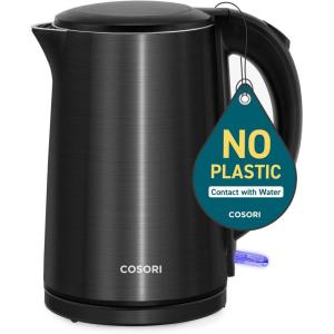 imageCOSORI Electric Kettle CoolTouch Double Wall Stainless Steel Insulated Automatic Shut Off ampamp BoilDry Protection Durable Tea Kettle Boiler ampamp Heater 15L1500W BlackMatte Black