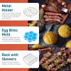 imageCOSORI Air Fryer Accessories Set of 6 Perfect for Most 50 Qt and Larger Ovens Cake ampamp Pizza Pan Metal Holder Rack ampamp Skewers etc BPA Free Nonstick Dishwasher Safe 58 QT BlackGrayRed