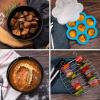 imageCOSORI Air Fryer Accessories Set of 6 Perfect for Most 50 Qt and Larger Ovens Cake ampamp Pizza Pan Metal Holder Rack ampamp Skewers etc BPA Free Nonstick Dishwasher Safe 58 QT BlackBlack