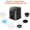 imageCOSORI Air Fryer Accessories Set of 6 Perfect for Most 50 Qt and Larger Ovens Cake ampamp Pizza Pan Metal Holder Rack ampamp Skewers etc BPA Free Nonstick Dishwasher Safe 58 QT BlackBlack