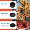 imageCOSORI Air Fryer Accessories Set of 6 Perfect for Most 50 Qt and Larger Ovens Cake ampamp Pizza Pan Metal Holder Rack ampamp Skewers etc BPA Free Nonstick Dishwasher Safe 58 QT BlackBlack