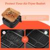 imageCOSORI Air Fryer Liners 100 PCS Square Disposable Paper Liners NonStick Silicone Oil Coating Little to No Cleaning 65quot Unbleached Food Grade Resistant to 465F Thickened Not Easy to BreakBrown