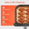 imageCOSORI Air Fryer Liners 100 PCS Square Disposable Paper Liners NonStick Silicone Oil Coating Little to No Cleaning 65quot Unbleached Food Grade Resistant to 465F Thickened Not Easy to BreakBrown