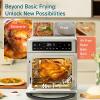 imageCOSORI Ceramic Air Fryer Toaster Oven Combo 11in1 FlatSealed Heating Elements for Easy Cleanup Innovative Burner Function 6 Accessories ampamp Recipes 26QT Silver Stainless SteelSilver