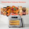 imageCOSORI Ceramic Air Fryer Toaster Oven Combo 11in1 FlatSealed Heating Elements for Easy Cleanup Innovative Burner Function 6 Accessories ampamp Recipes 26QT Silver Stainless SteelSilver