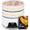 imageCOSORI Food Dehydrator Machine for Jerky 5 Trays with 165F Temperature Control and 48H Timer 350W Dryer for Fruit Herbs Meat Veggies and Dog Treats 50Recipes Book IncludedWhite