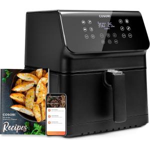 imageCOSORI 12in1 Air Fryer 58QT Toast Bake Nutrition Facts for 100 InApp Recipes AdaptIQ Tech Fast Cook for Main ampamp Side Dishes Snacks Leftovers Detachable Square Basket Dishwasher SafeBLACKPreset WIFI