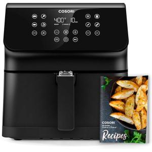 imageCOSORI 12in1 Air Fryer 58QT Toast Bake Nutrition Facts for 100 InApp Recipes AdaptIQ Tech Fast Cook for Main ampamp Side Dishes Snacks Leftovers Detachable Square Basket Dishwasher SafeBlack