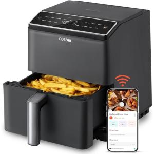 imageCOSORI 68Qt Air Fryer 12in1 Dual Blaze for 360 Crispy Meals No Shaking ampamp Preheating to Fast Cooking with Bake Roast Broil 100InApp Recipes Dishwasher Safe