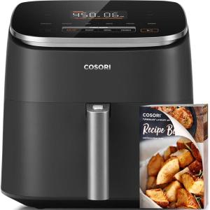 imageCOSORI Air Fryer 9in1 Compact ampamp Large 6Qt Fast Turbo Modes 90450F Precise Heat for Even Results Up to 95 Less Oil Roast Bake Dry Reheat Frozen Broil Proof 120V TurboBlaze GreyDark Gray