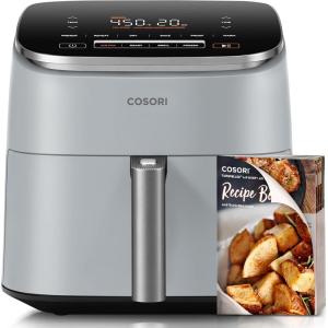 imageCOSORI Air Fryer 9in1 Compact ampamp Large 6Qt Fast Turbo Modes 90450F Precise Heat for Even Results Up to 95 Less Oil Roast Bake Dry Reheat Frozen Broil Proof 120V TurboBlaze GreyLight Gray