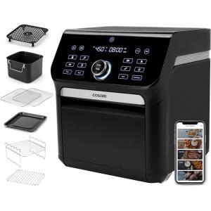 imageCOSORI Air Fryer Oven Combo 7 Qt Countertop Convection 100 to 450 with Roast Toast Bake Dehydrate Warm 7 Accessories and 100 Recipes Max XL Large for Family Size Stainless Steel 1800W