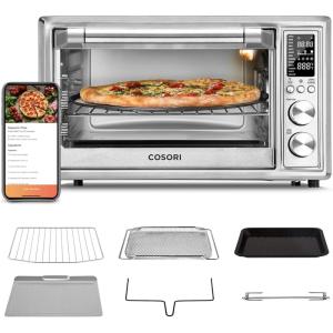 imageCOSORI Air Fryer Toaster Oven Combo 13in1 32Qt APP ampamp Voice Control Convection Oven Countertop Bake Broil Roast Dehydrate Sous Vide 134 Recipes ampamp 4 Accessories Silver Stainless SteelSilverStainless Steel