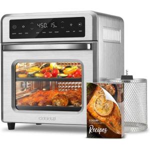 imageCOSORI Ceramic Air Fryer Toaster Oven Combo 11in1 FlatSealed Heating Elements for Easy Cleanup Innovative Burner Function 6 Accessories ampamp Recipes 26QT Silver Stainless SteelSilver
