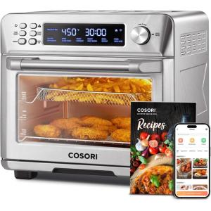 imageCOSORI Smart 12in1 Air Fryer Toaster Oven Combo Airfryer Convection Oven Countertop Bake Roast Reheat Broiler Dehydrate 75 Recipes ampamp 3 Accessories 26QT BlackStainless SteelSilverStainless Steel