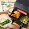 imageCOSORI 9Qt 10in1 Dual Air Fryer Fresh Balanced Meals for Family and Children with Double Baskets Sync Cook ampamp Finish to Bake Roast Reheat Broil ampamp 130 Recipes for Easy Cooking Dishwasher SafeBlack  Gray
