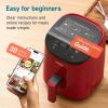 imageCOSORI Air Fryer 21 Qt 4in1 Small Mini Airfryer Bake Roast Reheat 97 Less Oil Compact ampamp Quiet Nonstick ampamp Dishwasher Safe Basket 30 InApp Recipes with Nutrition Facts AutoShut Off WhiteRed