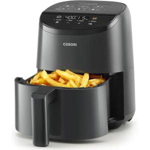 imageCOSORI Air Fryer 21 Qt 4in1 Small Mini Airfryer Bake Roast Reheat 97 Less Oil Compact ampamp Quiet Nonstick ampamp Dishwasher Safe Basket 30 InApp Recipes with Nutrition Facts AutoShut Off WhiteGrey
