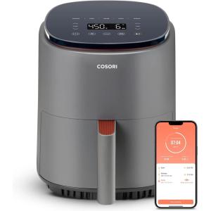 imageCOSORI Air Fryer 21 Qt 4in1 Small Mini Airfryer Bake Roast Reheat 97 Less Oil Compact ampamp Quiet Nonstick ampamp Dishwasher Safe Basket 30 InApp Recipes with Nutrition Facts AutoShut Off WhiteTruffle Grey