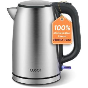 imageCOSORI Electric Kettle Stainless Steel Tea Kettle Plasticfree Inner Lid Filter and Spout Easy to Clean Automatic Shut Off ampamp BoilDry Protection Hot Water Boiler ampamp Heater 17L 1500WStainless Steel