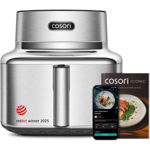 image:imageCosori Iconic Stainless Steel 65 Qt Smart Air Fryer PFASFree Ceramic Coating Max 450F Consistent Cooking Air Fry Roast Bake Dry Proof Reheat DishwasherSafe Basket ChefCrafted Recipes