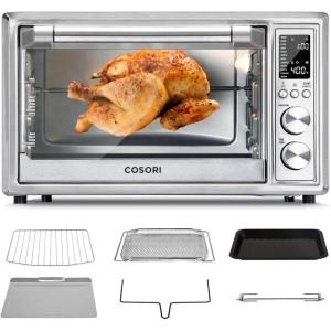 image:imageCOSORI 12in1 Air Fryer Toaster Oven Combo Airfryer Rotisserie Convection Oven Countertop Bake Broil Roast Dehydrate 134 Recipes amp 4 Accessories 32QT Silver Stainless Steel
