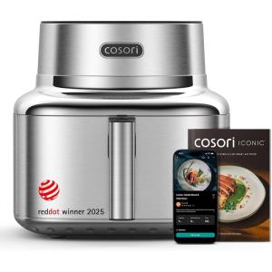 image:imageCosori Air Fryer 68Qt 12 OneTouch Functions Dual Heating Elements for Even Cooking CeramicCoated Nonstick Basket DishwasherSafe 1750W Family Size for 46 GrayStainless Steel