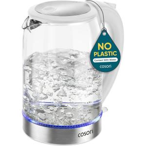 image:imageCosori Electric Kettle No Plastic Contact With Water Wide Mouth For Easy Cleaning Auto Shut Off 17L Tea Kettle amp Hot Water Boiler Water Heater amp Teapot Borosilicate Glass Green 1500WWhite