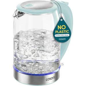 image:imageCosori Electric Kettle No Plastic Contact With Water Wide Mouth For Easy Cleaning Auto Shut Off 17L Tea Kettle amp Hot Water Boiler Water Heater amp Teapot Borosilicate Glass Green 1500WGreen