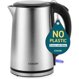 image:imageCosori Electric Kettle PlasticFree Interior Easy to Clean Automatic Shut Off amp BoilDry Protection Stainless Steel Tea Kettle Hot Water Boiler amp Heater 17L 1500WStainless Steel 15L